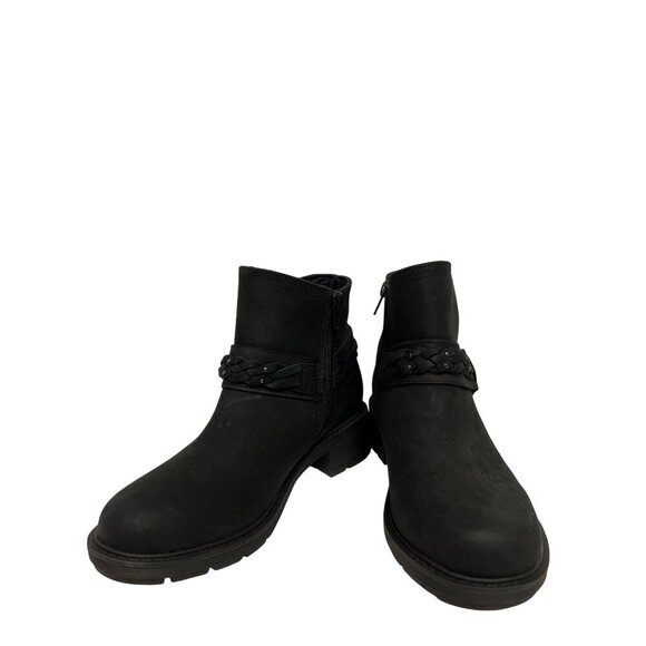 Clarks Hearth Kaylie Women's Leather Boots Ankle Black Braided Size 5.5 NEW - Picture 3 of 12